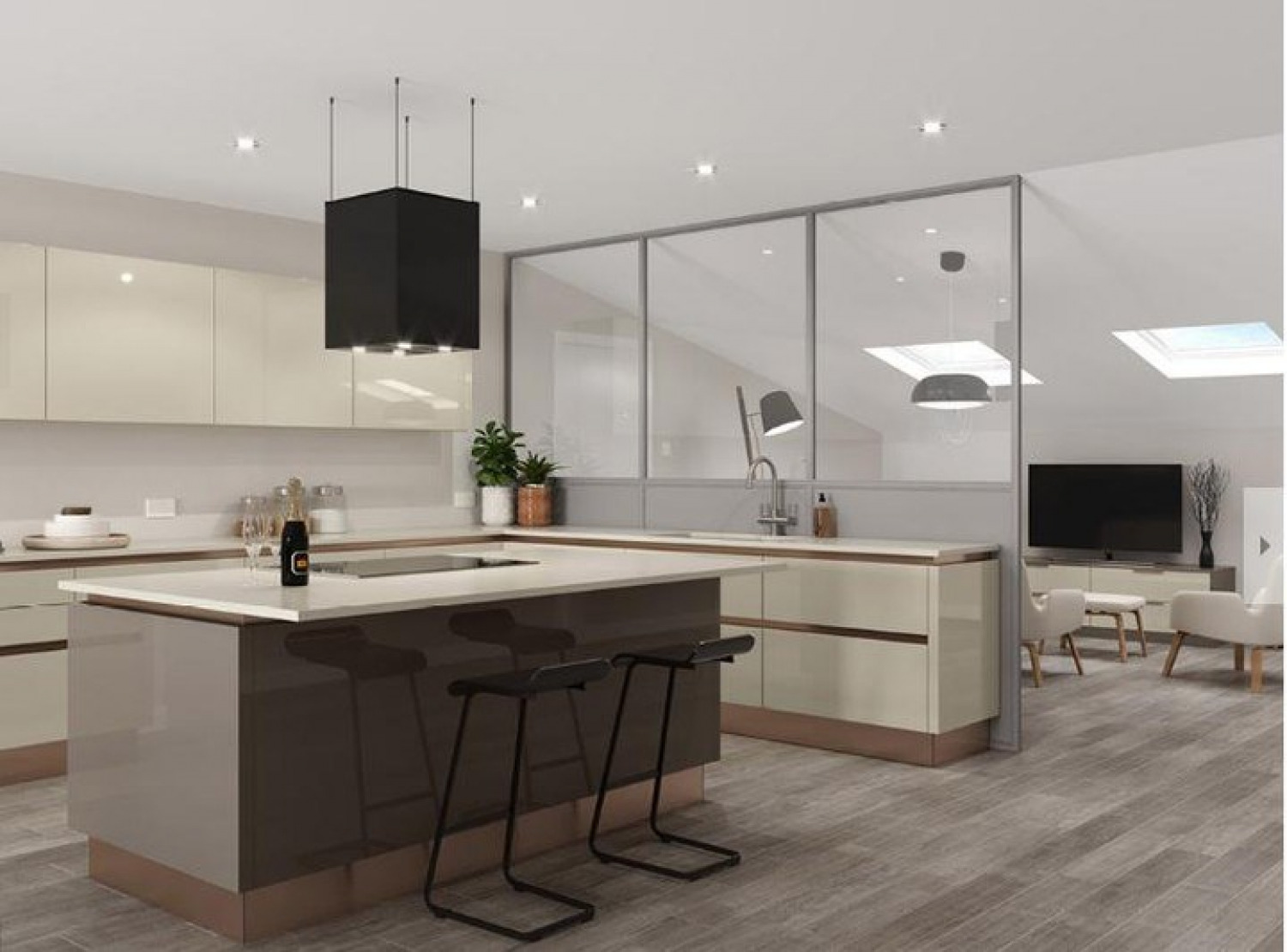 Cream Kitchn Ideas Gloss Cabinets