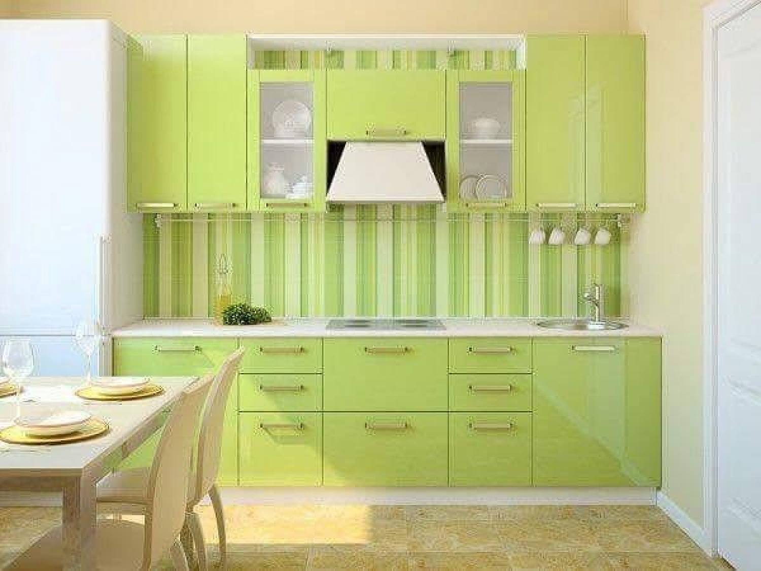 light green kitchen wallpaper