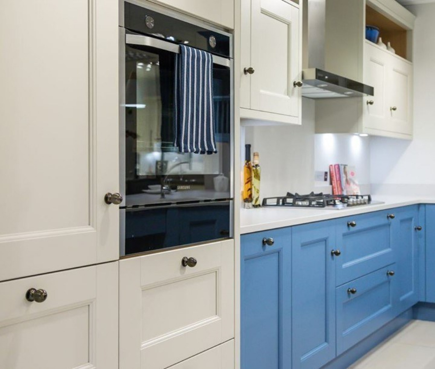 White Kitchen Cabinet Ideas Accent Blue Cabinets