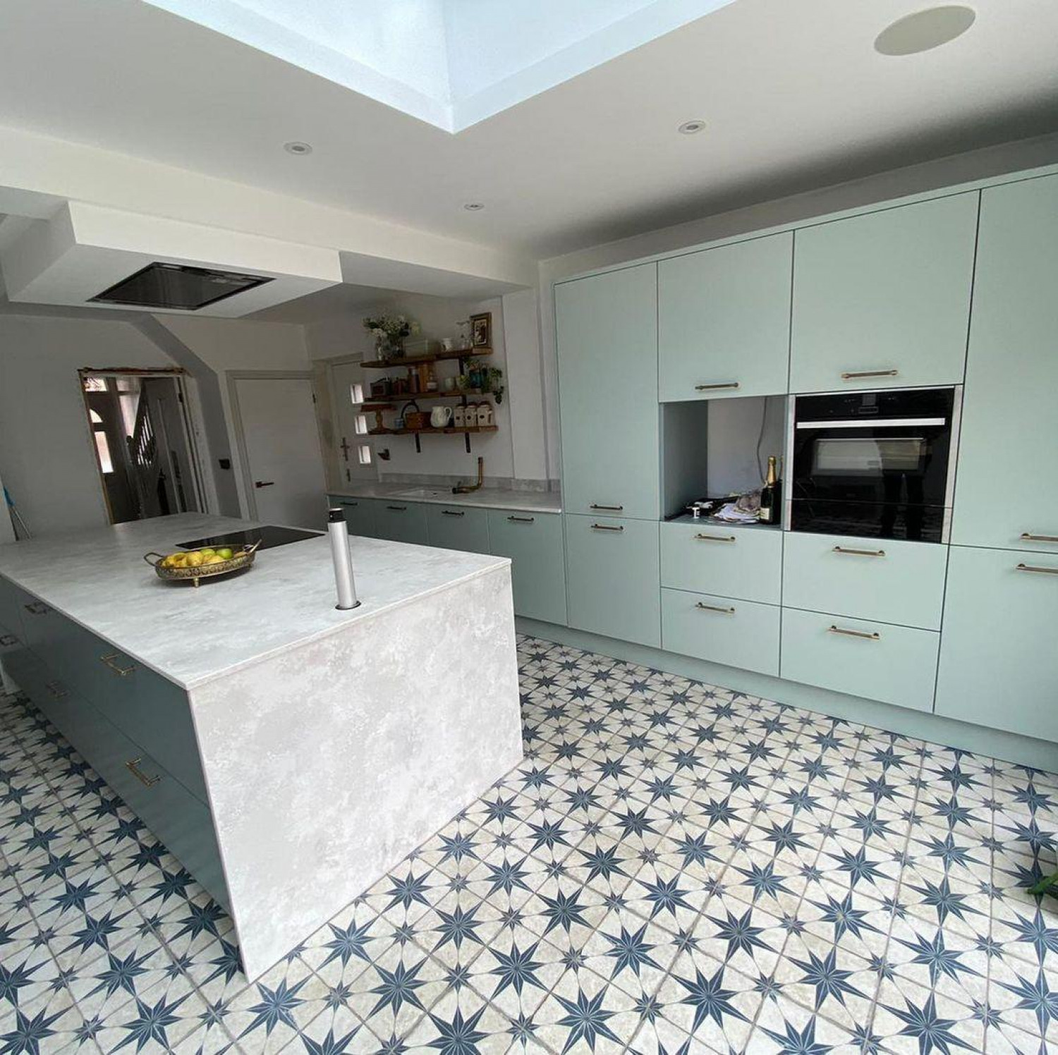 Teal Kitchen Ideas Teal Patterened Floor Tiles