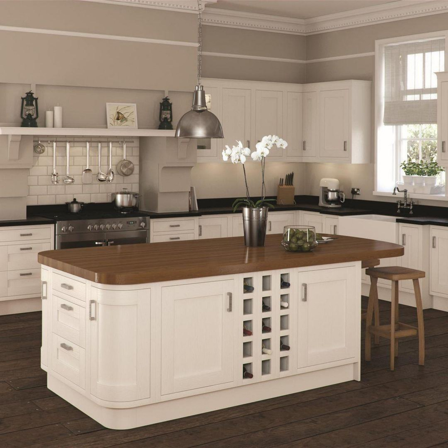 Cream Kitchen Ideas Traditional Dark Floors