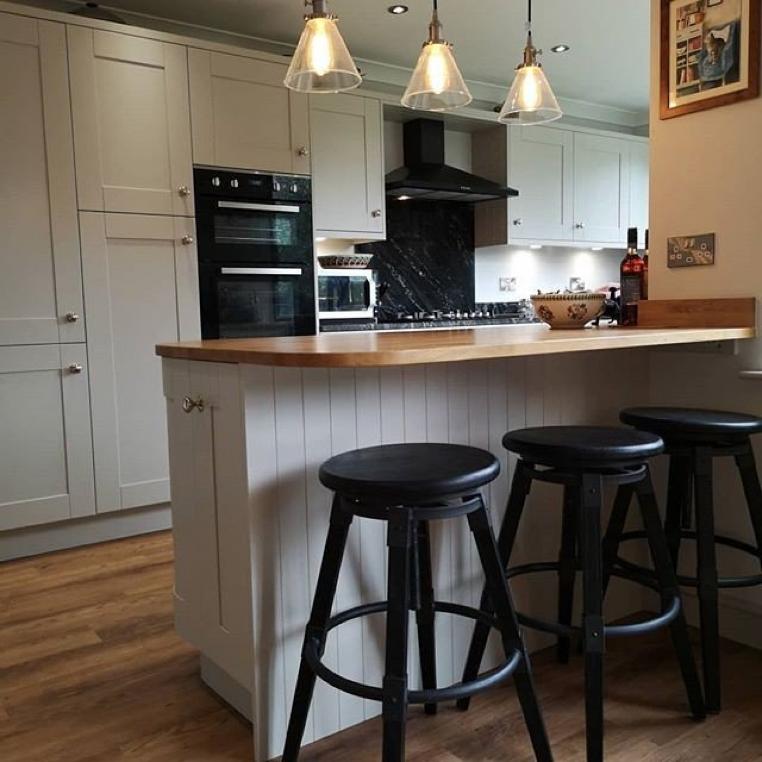 White Kitchen Wooden Worktops Kitchen Island
