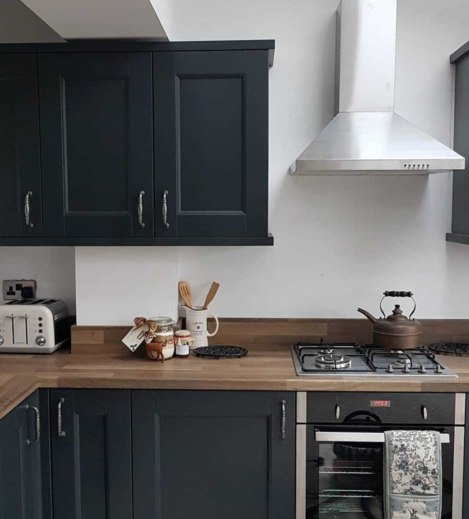 Navy Kitchen Ideas Wooden Countertops
