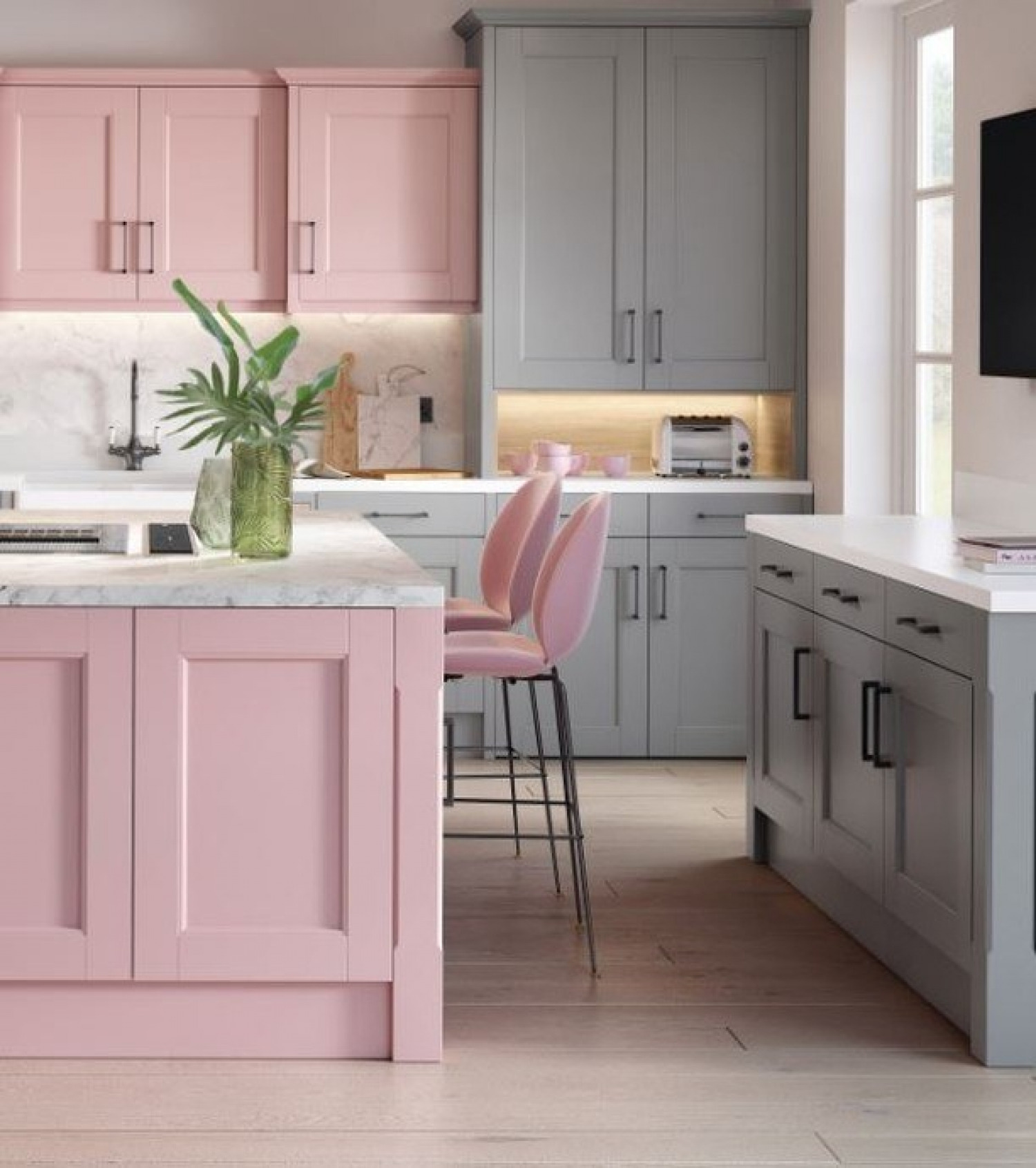 Grey Kitchen Ideas Grey And Pink Cabinets