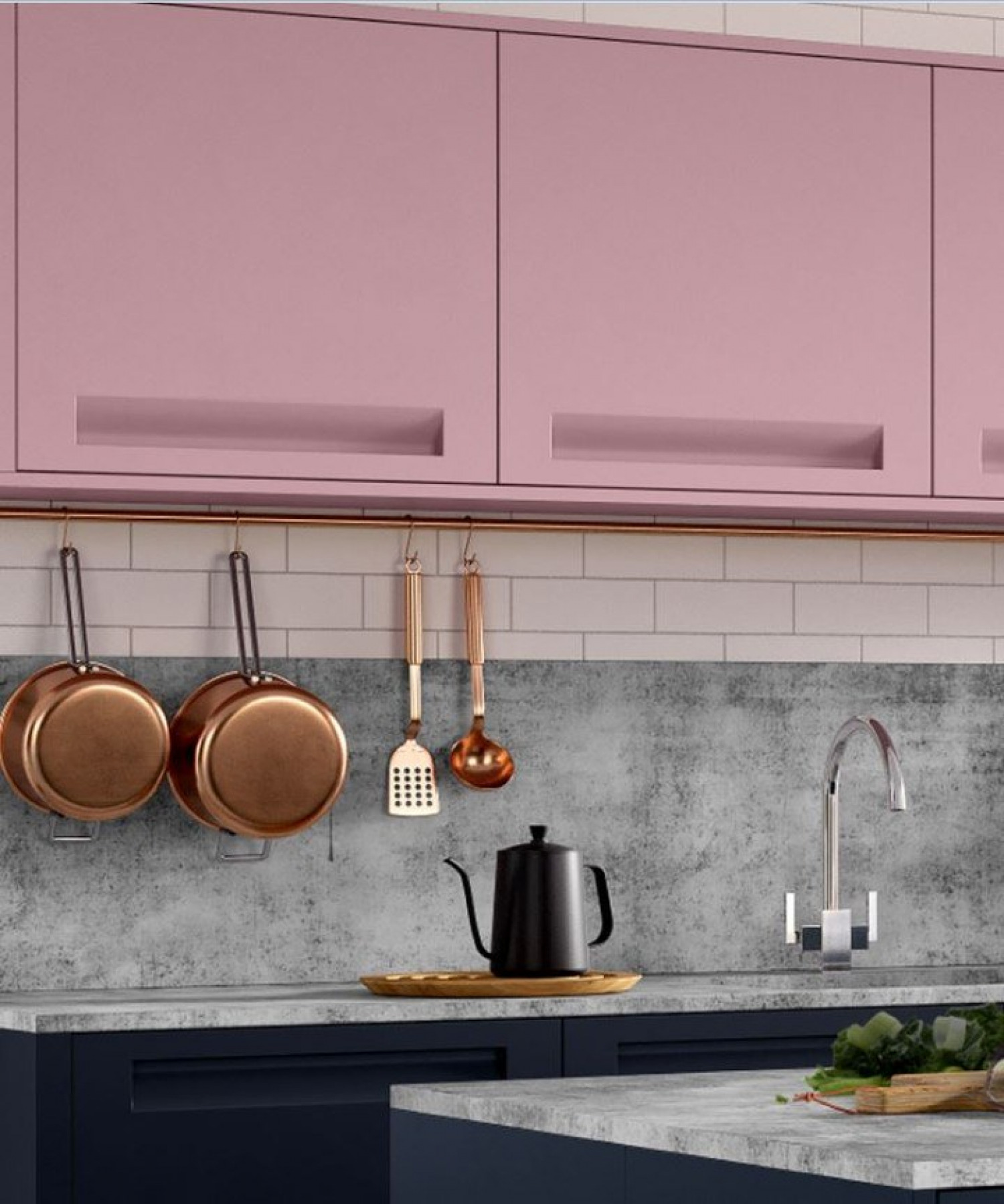 Kitchen Styles Handleless Pink