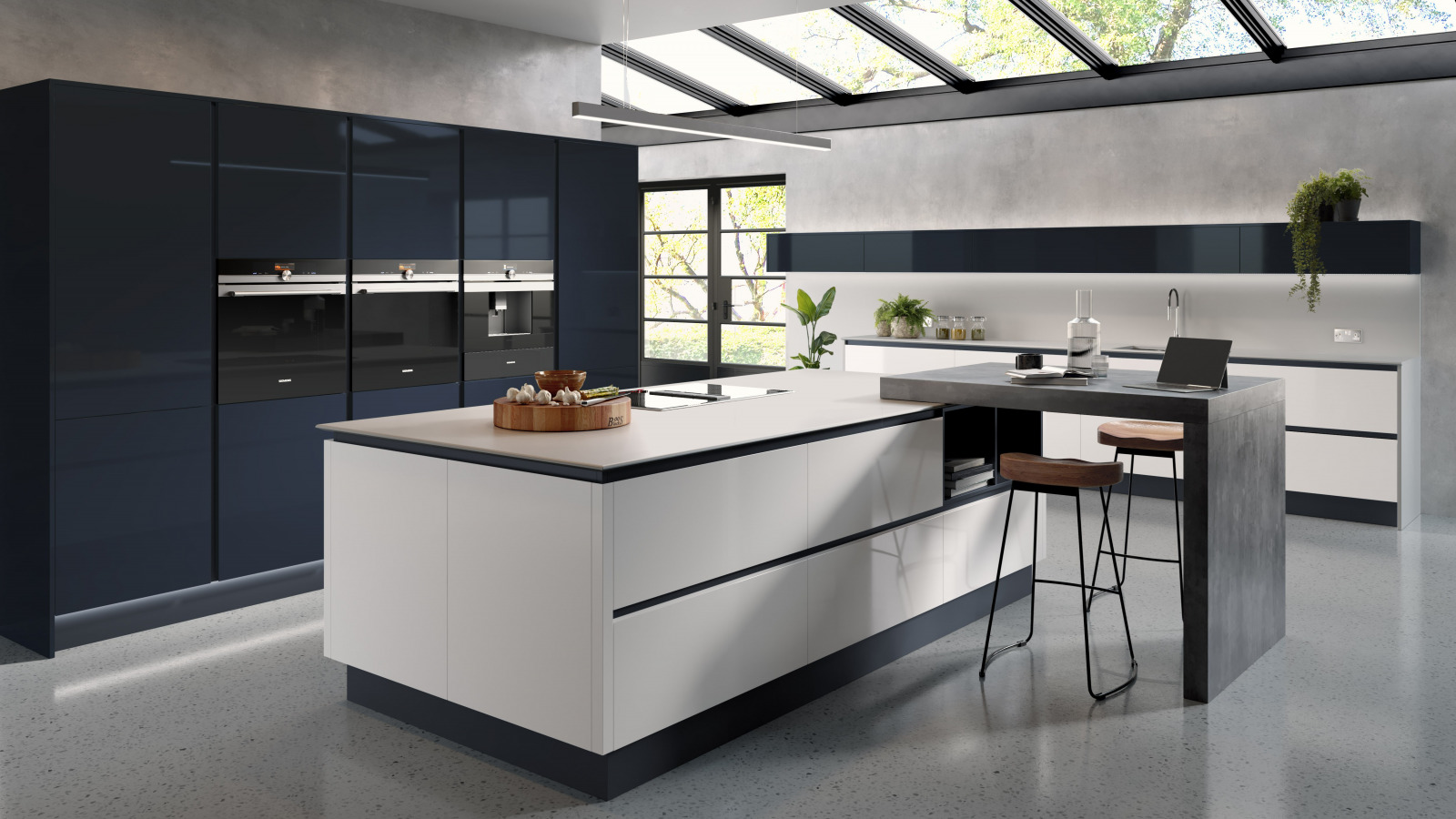 Oblique Gloss English Rose Handleless Kitchens Omega PLC